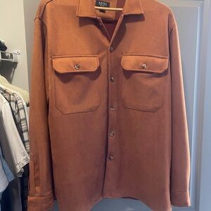 Boohoo Mens Rust Button-Up Shirt Jacket